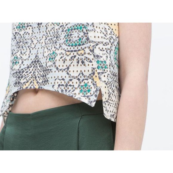 Zara Perforated Tank Floral Laser-Cut Cut-Outs Cutouts Sleeveless Blouse Top M - Picture 3 of 10